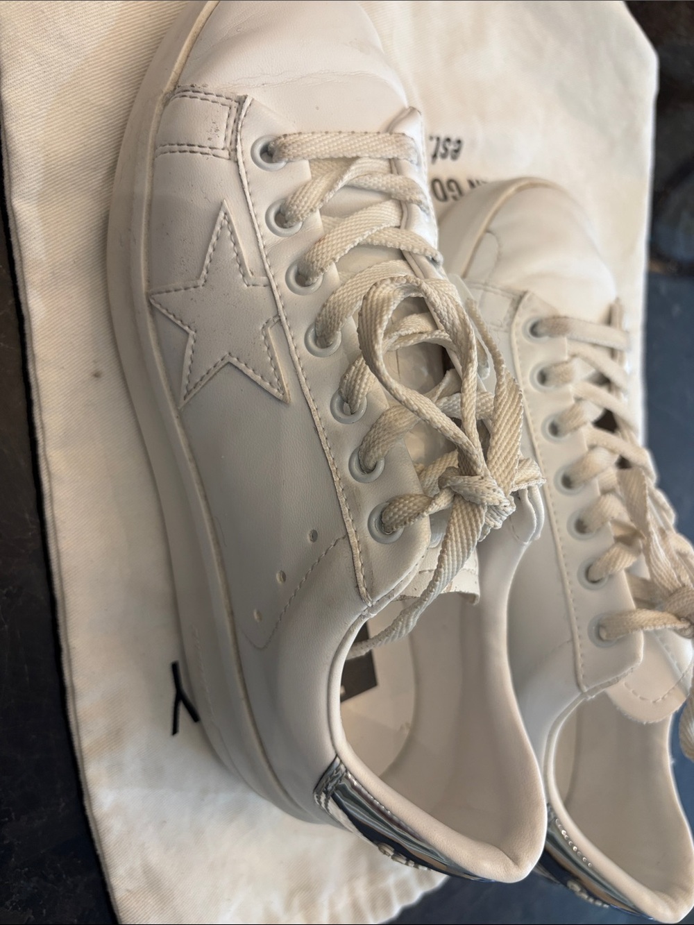 Golden Goose White Leather Low-Top Sneakers